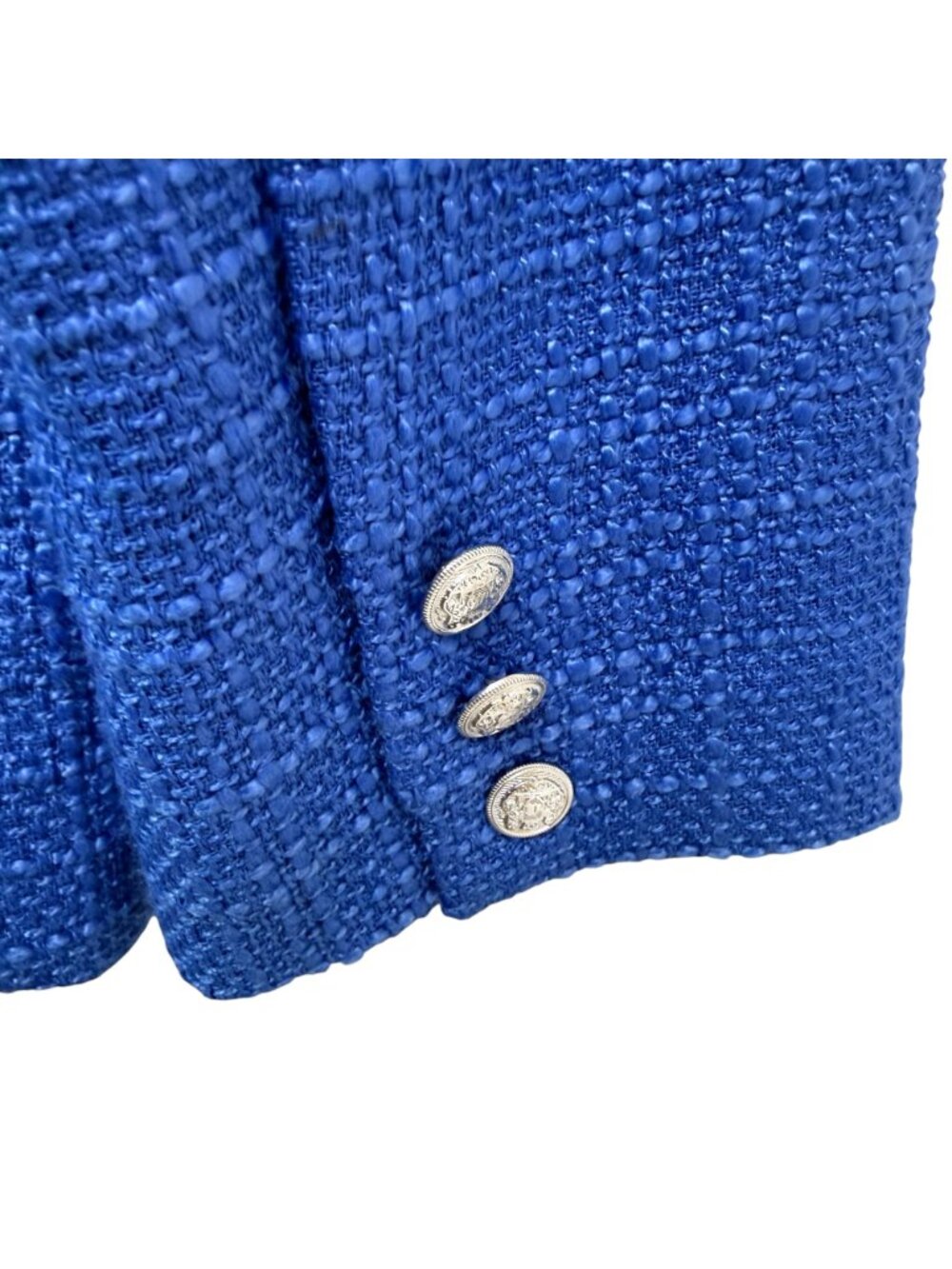 Ellen Tracy Boucle Blazer Size XL Cobalt Blue Double Breasted Womens Jacket NWT - Picture 11 of 14